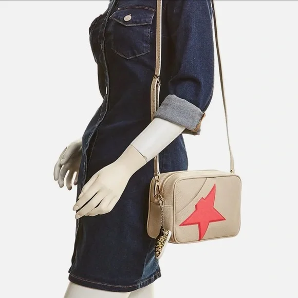 🎄XMAS IN AUG BLOWOUT🎄 🆕Golden Goose Leather Body Glitter Patch Star Bag - Picture 6 of 11